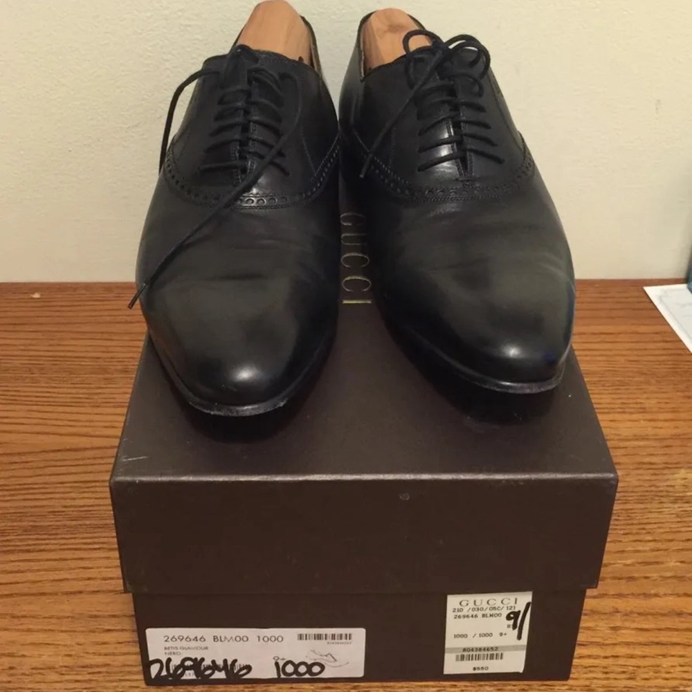 Gucci Men's Size 9 1/2 Black Dress Shoes In Original Box 269646